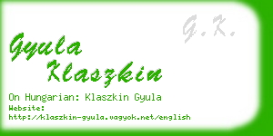 gyula klaszkin business card